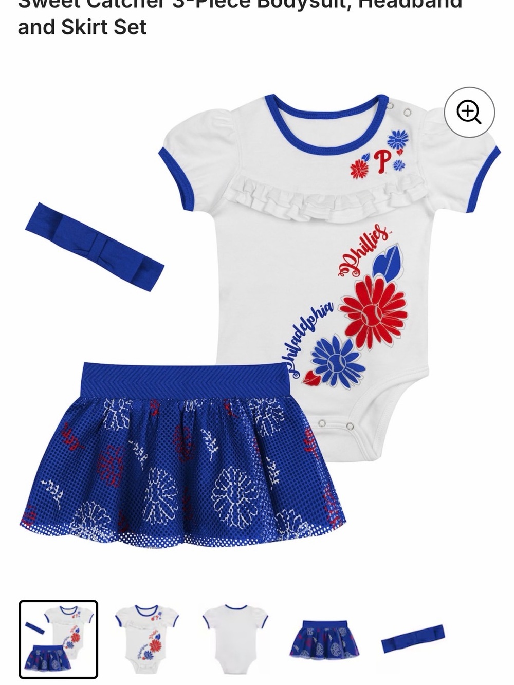 Newborn Philadelphia Phillies 3-piece Bodysuit, Skirt and Headband set